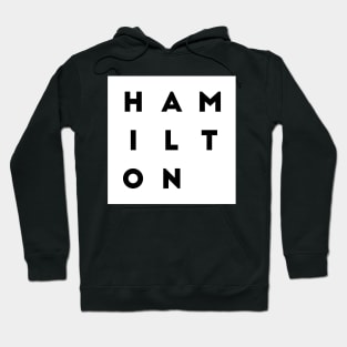 Hamilton | White square, black letters | Canada Hoodie